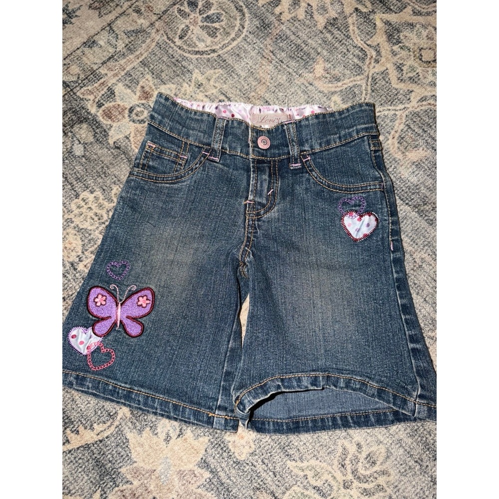 Vintage Girls 2T Levi's Embroidered Bows Butterflies